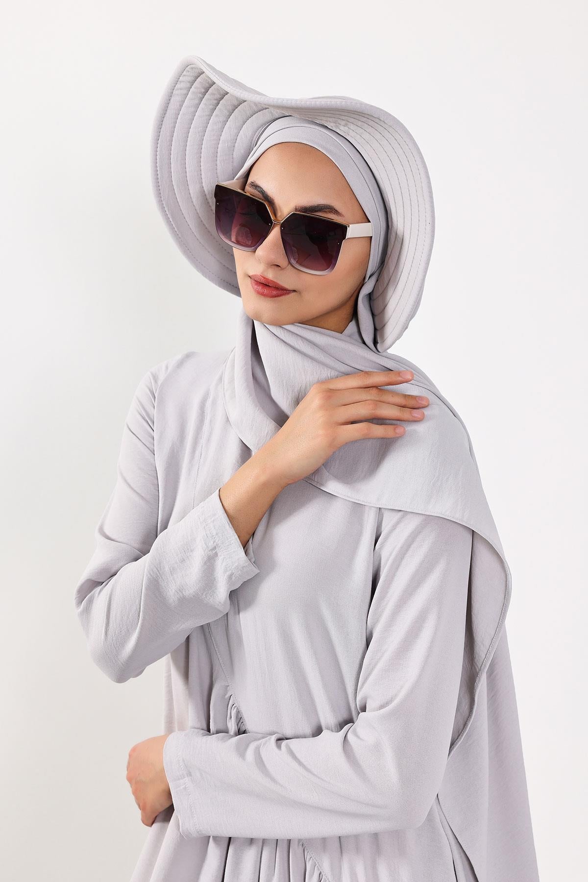 Çıkarılabilir Arkası Fiyonklu Şapkalı Pratik Şal Türban,SS-2A