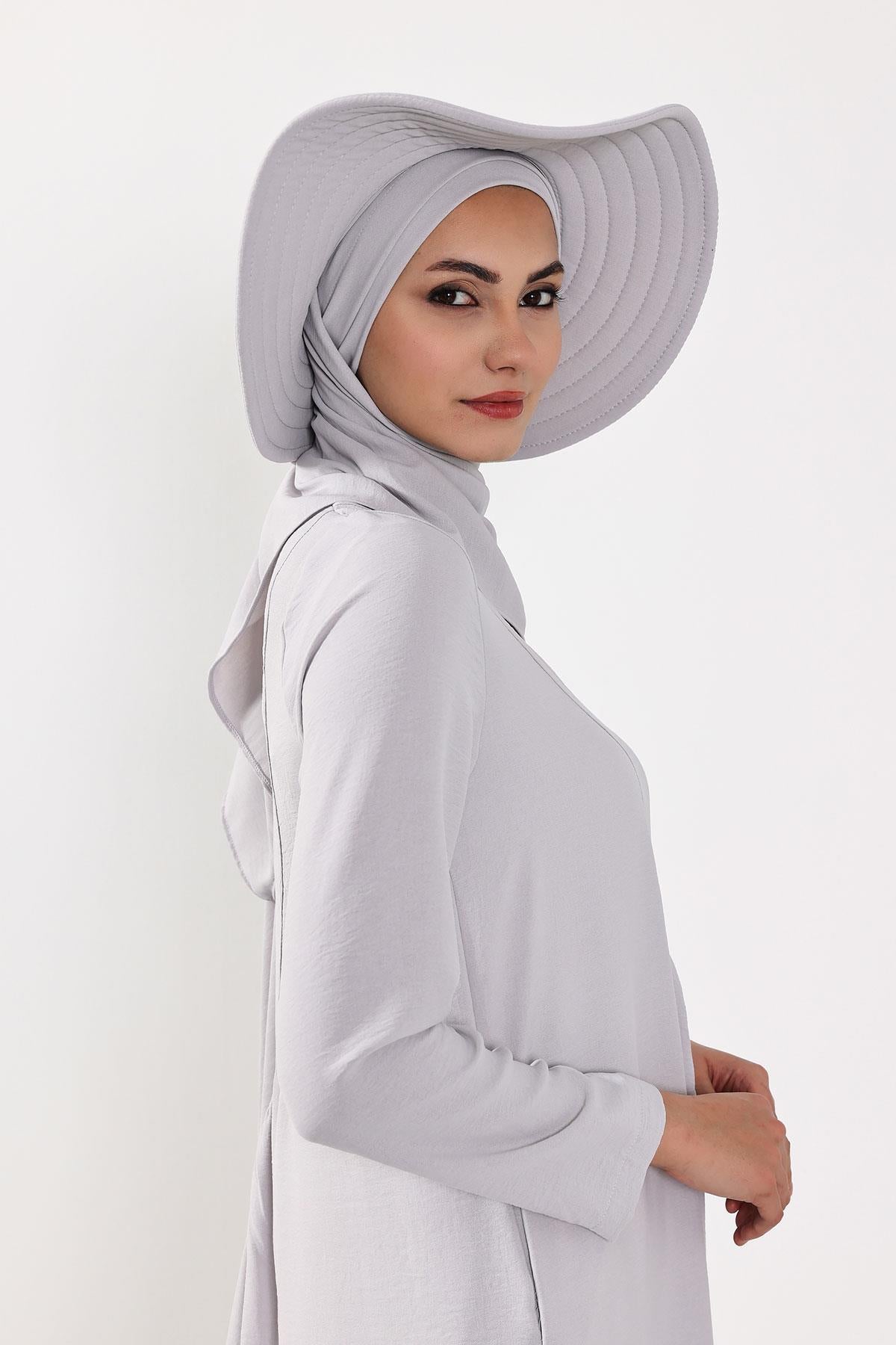 Çıkarılabilir Arkası Fiyonklu Şapkalı Pratik Şal Türban,SS-2A