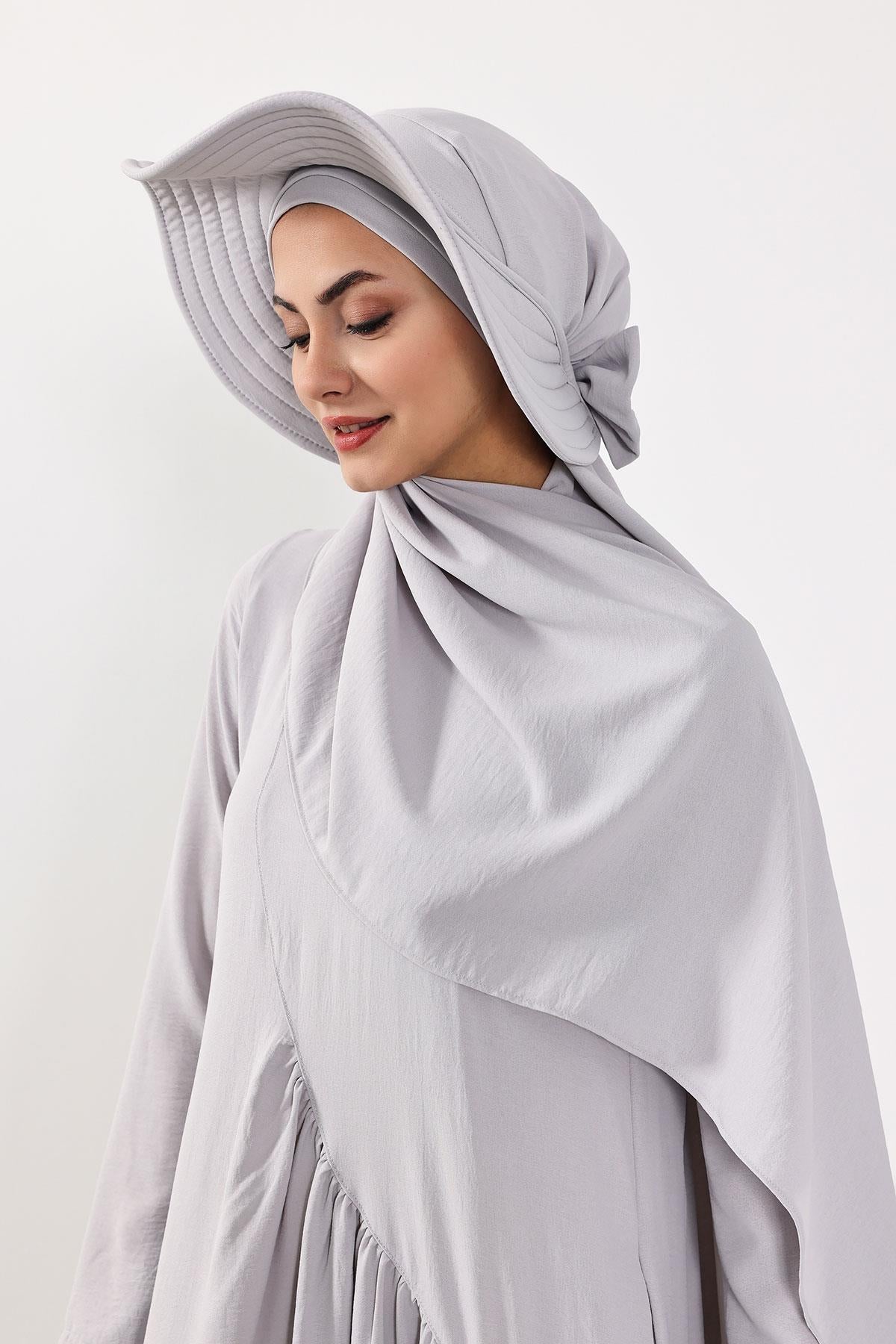 Çıkarılabilir Arkası Fiyonklu Şapkalı Pratik Şal Türban,SS-2A