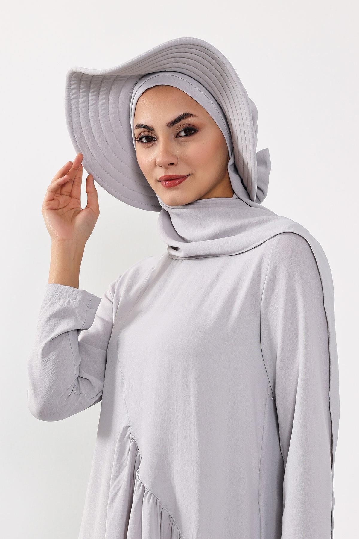 Çıkarılabilir Arkası Fiyonklu Şapkalı Pratik Şal Türban,SS-2A