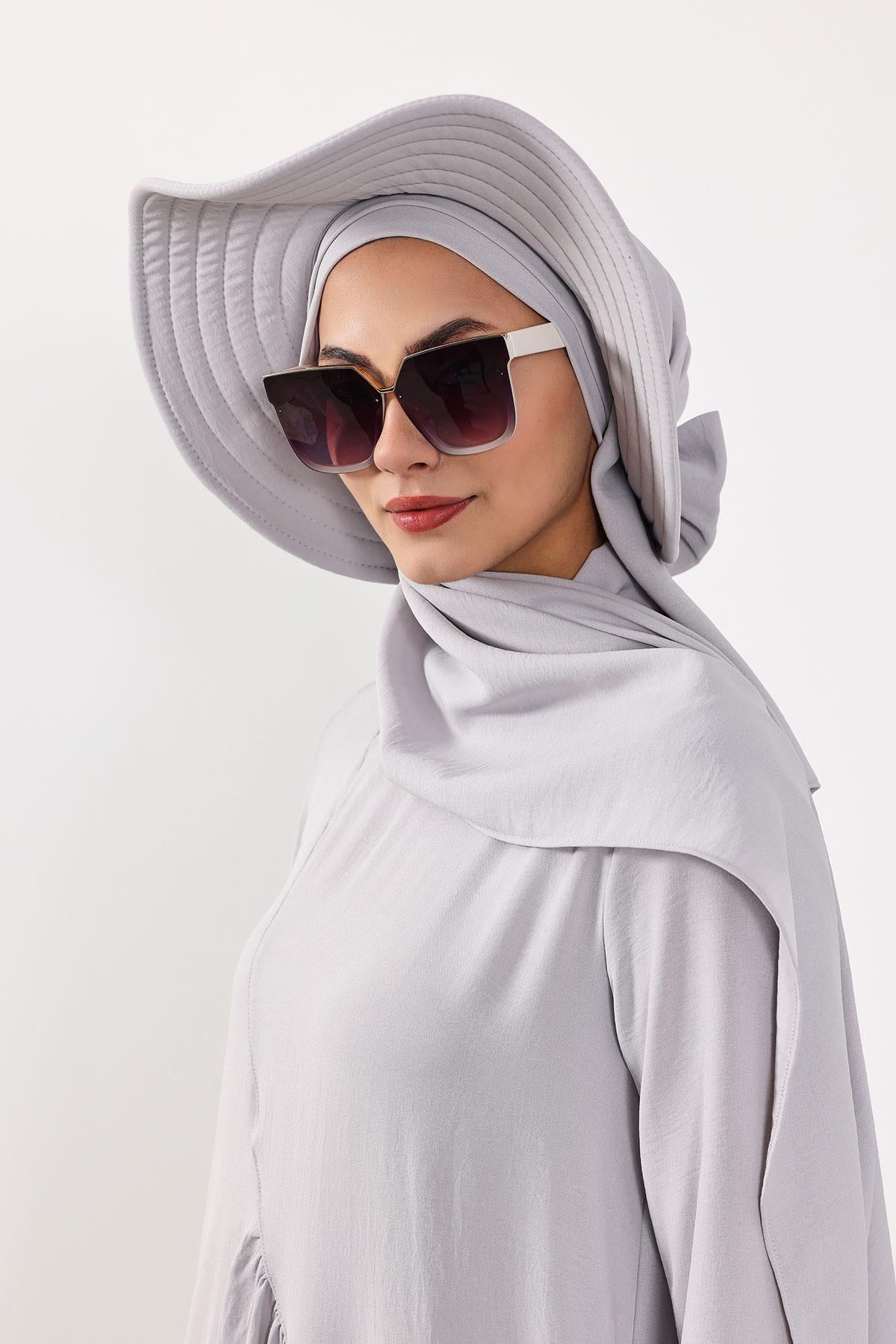 Çıkarılabilir Arkası Fiyonklu Şapkalı Pratik Şal Türban,SS-2A