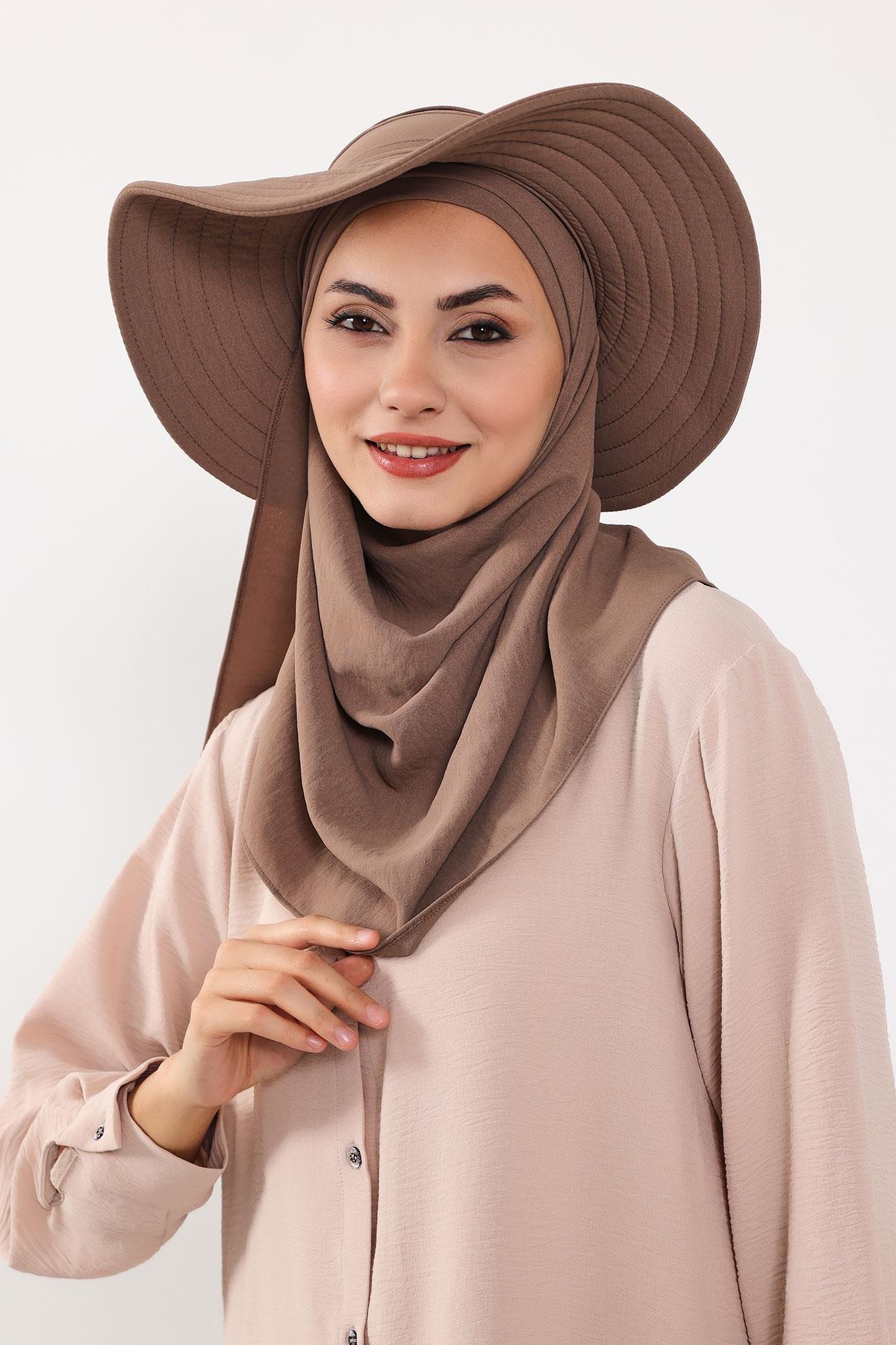Çıkarılabilir Arkası Fiyonklu Şapkalı Pratik Şal Türban,SS-2A