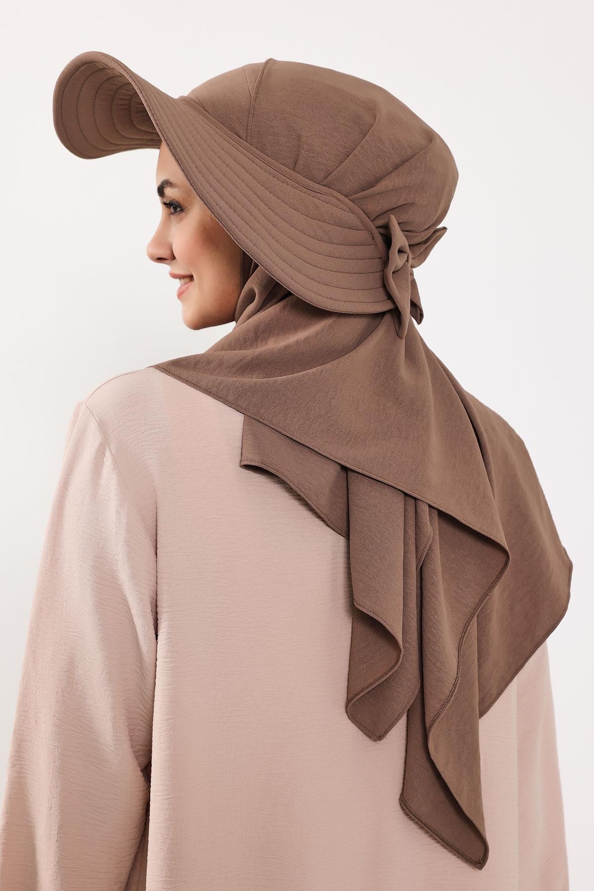 Çıkarılabilir Arkası Fiyonklu Şapkalı Pratik Şal Türban,SS-2A