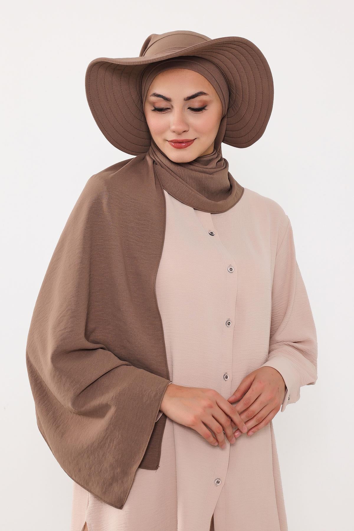 Çıkarılabilir Arkası Fiyonklu Şapkalı Pratik Şal Türban,SS-2A