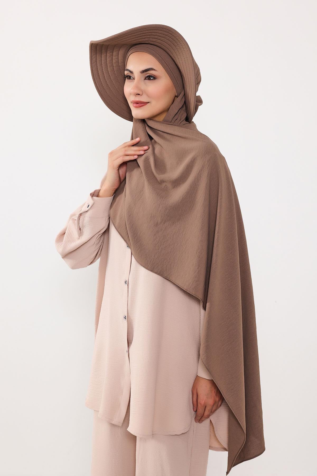 Çıkarılabilir Arkası Fiyonklu Şapkalı Pratik Şal Türban,SS-2A