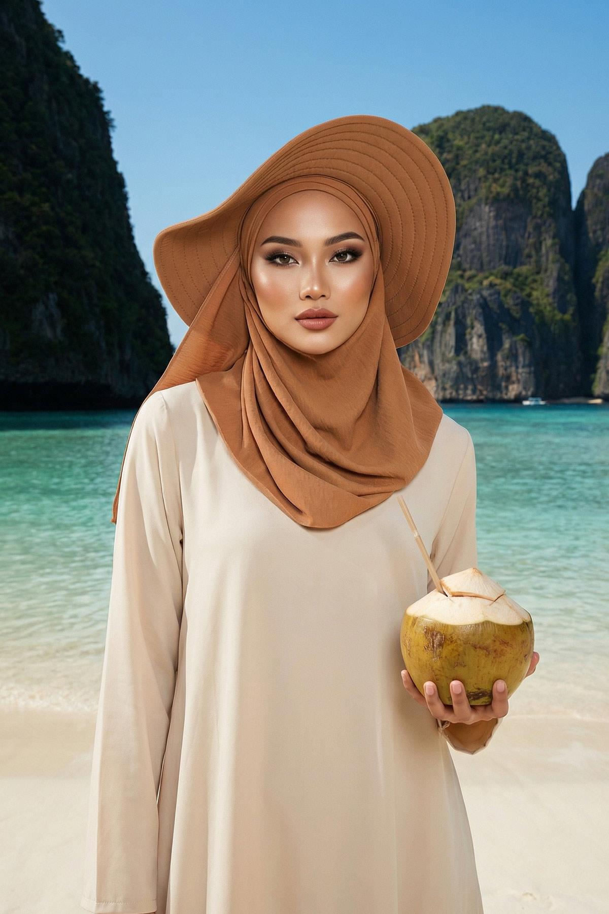 Çıkarılabilir Arkası Fiyonklu Şapkalı Pratik Şal Türban,SS-2A