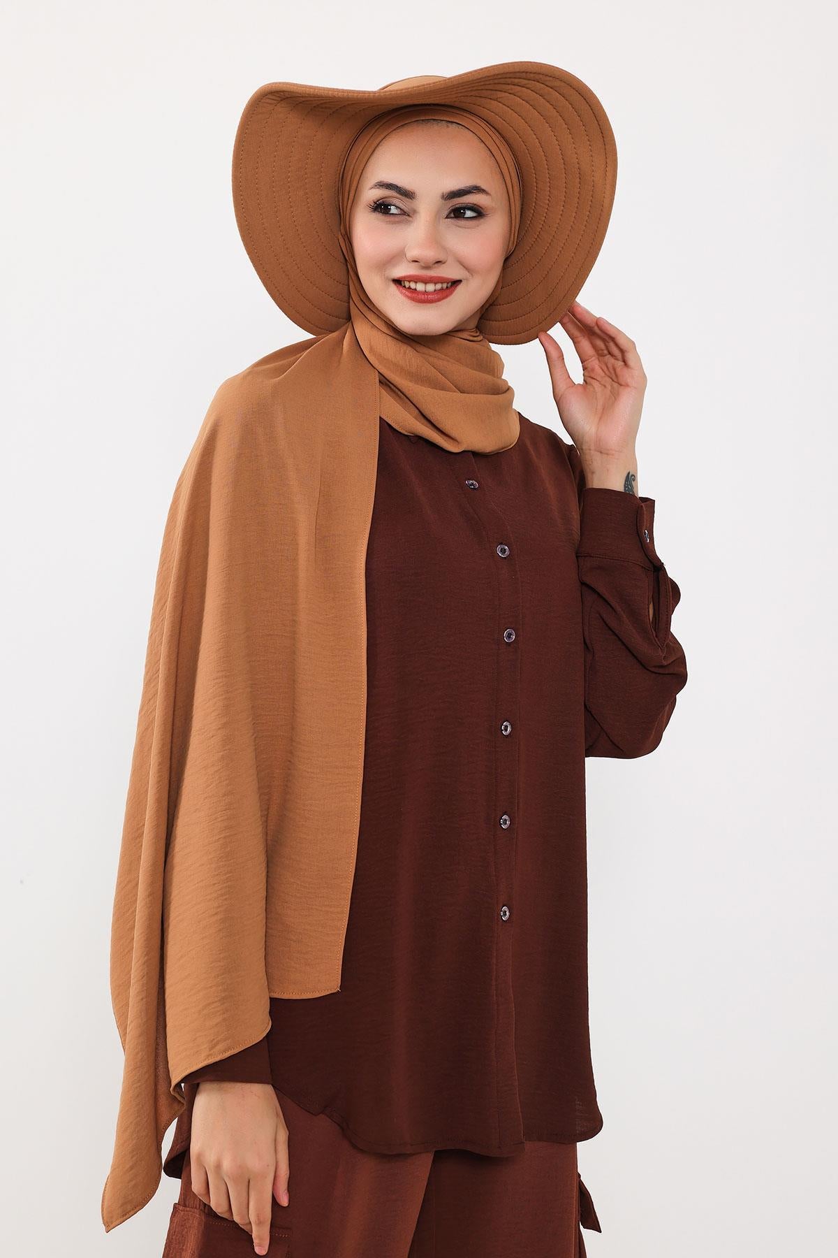 Çıkarılabilir Arkası Fiyonklu Şapkalı Pratik Şal Türban,SS-2A