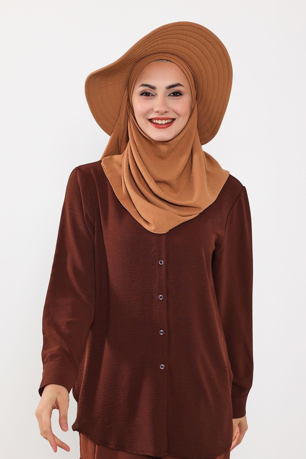 Çıkarılabilir Arkası Fiyonklu Şapkalı Pratik Şal Türban,SS-2A