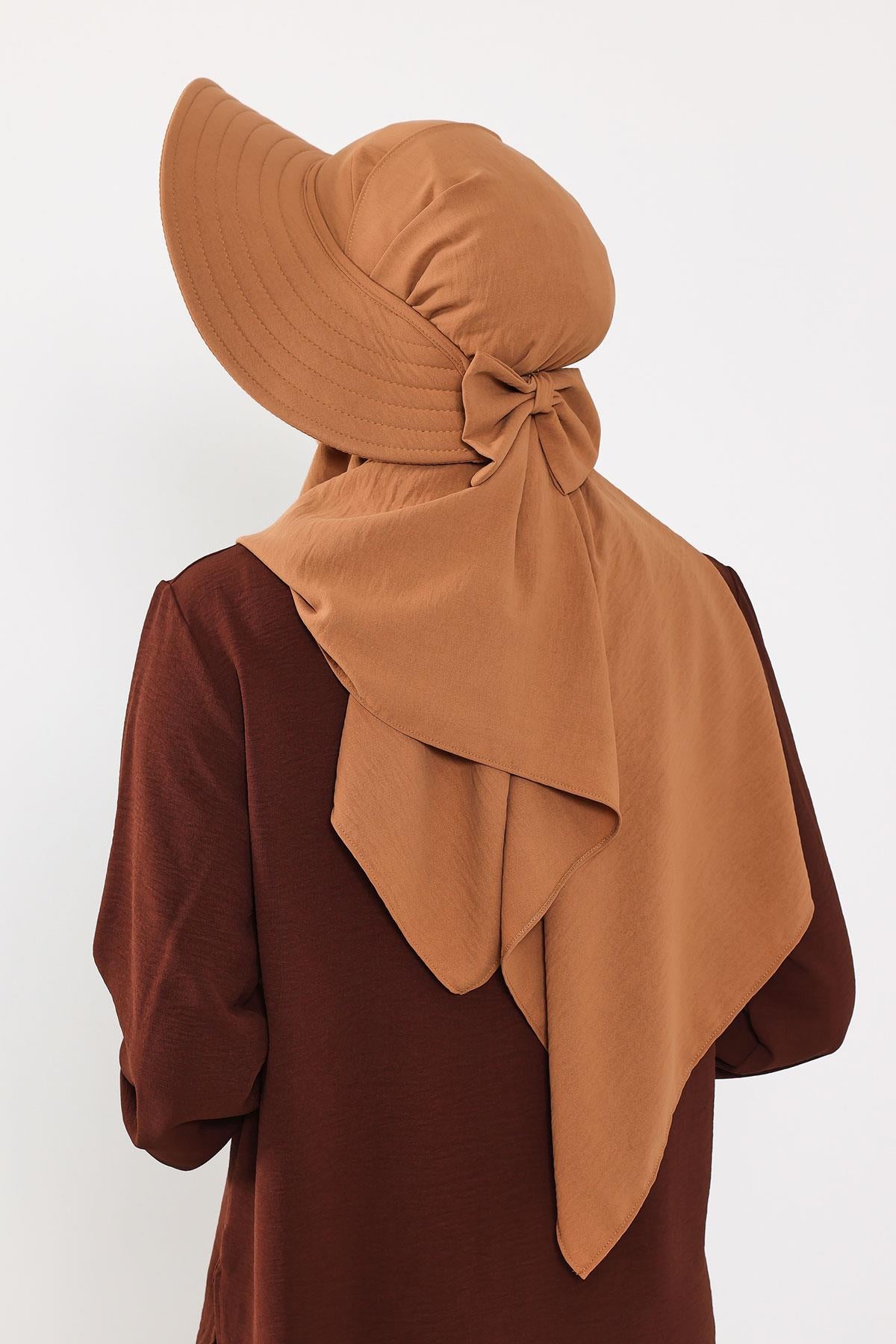 Çıkarılabilir Arkası Fiyonklu Şapkalı Pratik Şal Türban,SS-2A