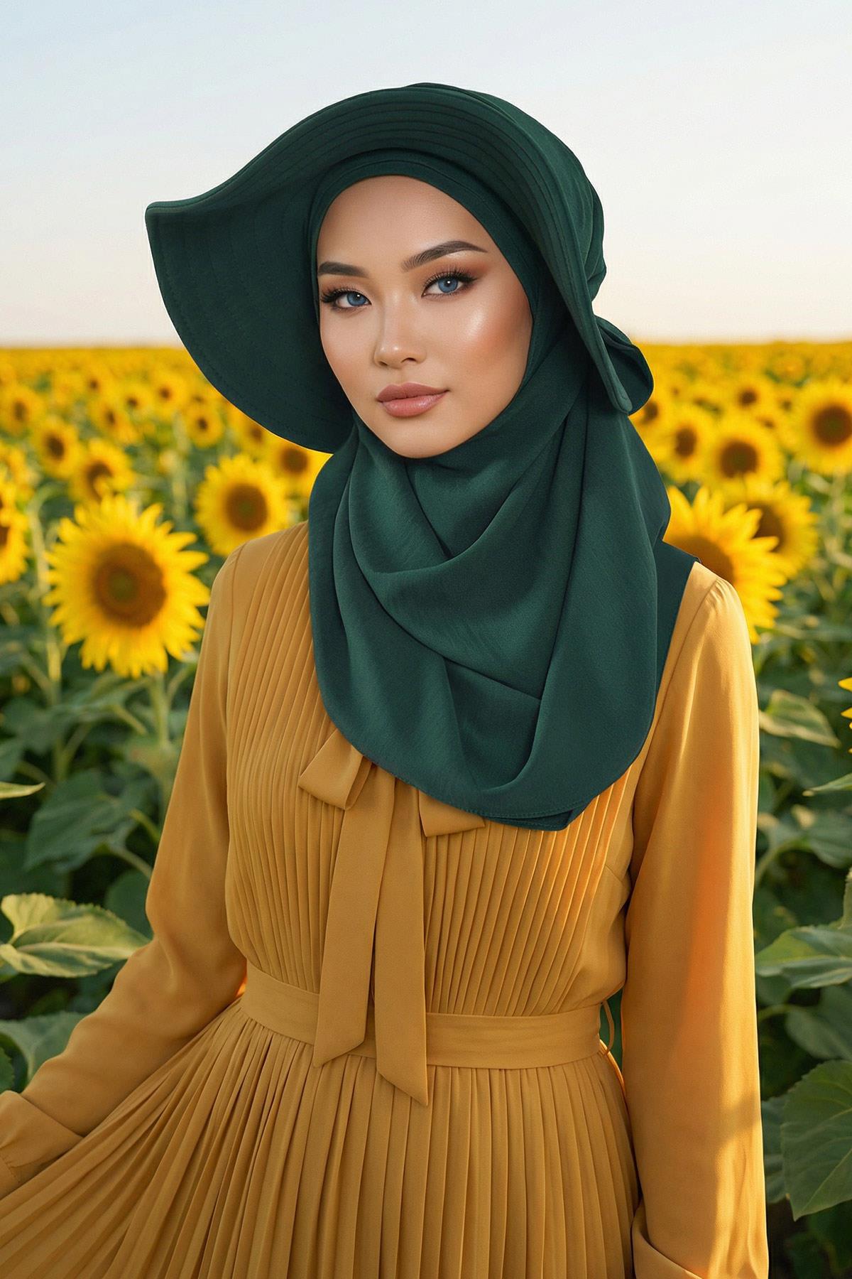 Çıkarılabilir Arkası Fiyonklu Şapkalı Pratik Şal Türban,SS-2A