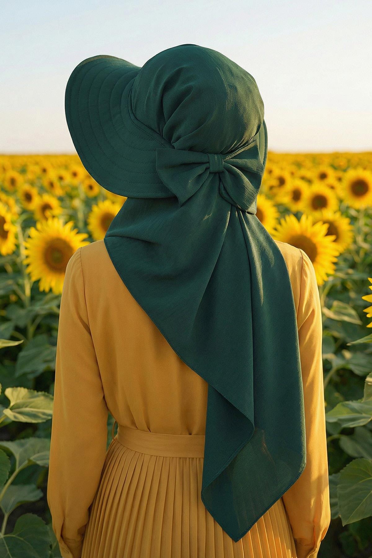 Çıkarılabilir Arkası Fiyonklu Şapkalı Pratik Şal Türban,SS-2A