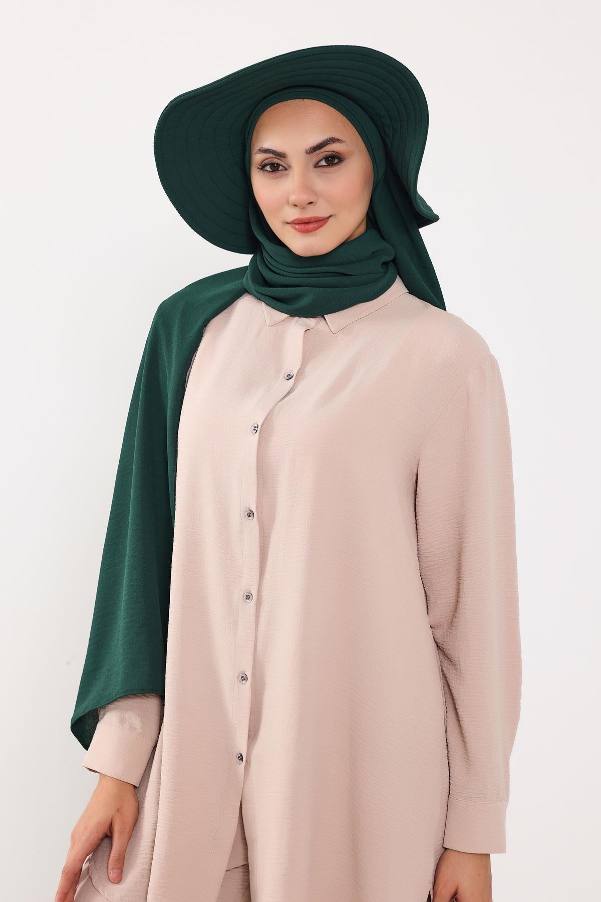 Çıkarılabilir Arkası Fiyonklu Şapkalı Pratik Şal Türban,SS-2A