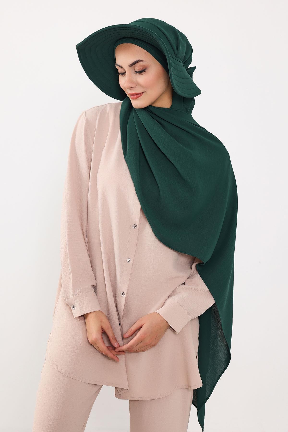 Çıkarılabilir Arkası Fiyonklu Şapkalı Pratik Şal Türban,SS-2A
