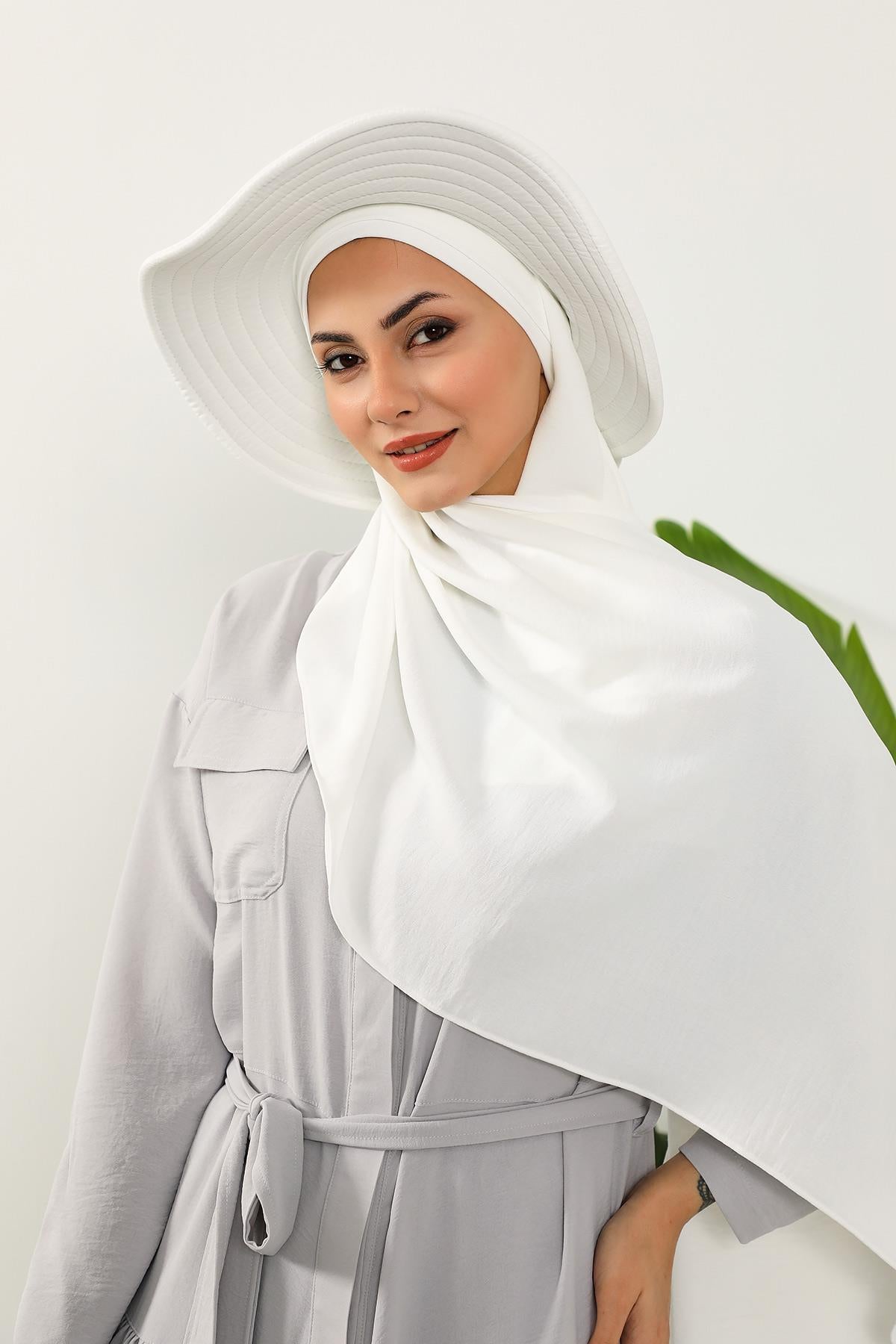 Çıkarılabilir Arkası Fiyonklu Şapkalı Pratik Şal Türban,SS-2A
