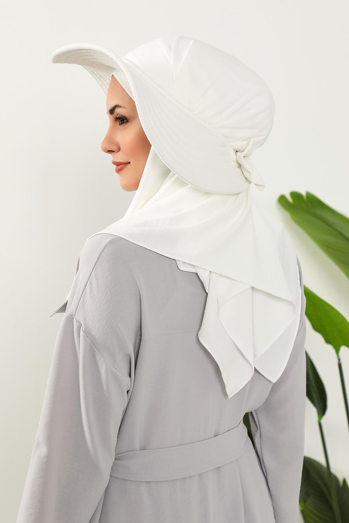 Çıkarılabilir Arkası Fiyonklu Şapkalı Pratik Şal Türban,SS-2A