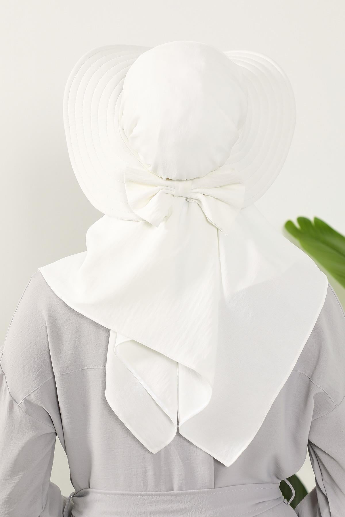 Çıkarılabilir Arkası Fiyonklu Şapkalı Pratik Şal Türban,SS-2A