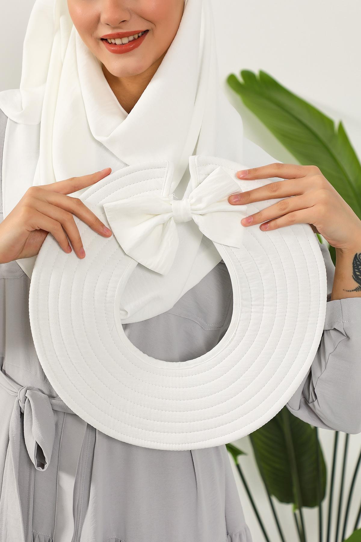 Çıkarılabilir Arkası Fiyonklu Şapkalı Pratik Şal Türban,SS-2A