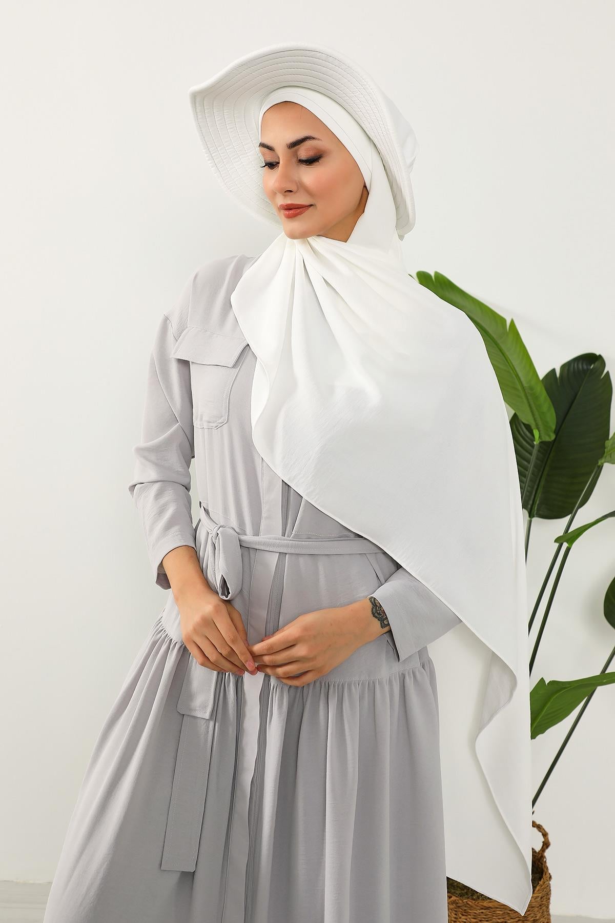 Çıkarılabilir Arkası Fiyonklu Şapkalı Pratik Şal Türban,SS-2A