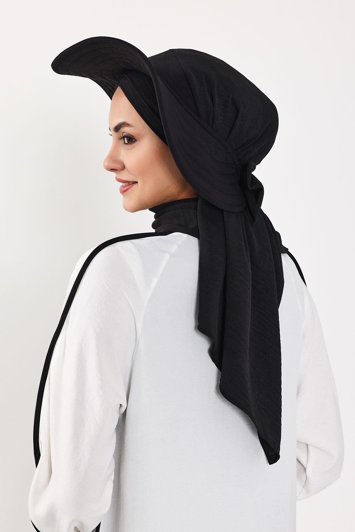 Çıkarılabilir Arkası Fiyonklu Şapkalı Pratik Şal Türban,SS-2A