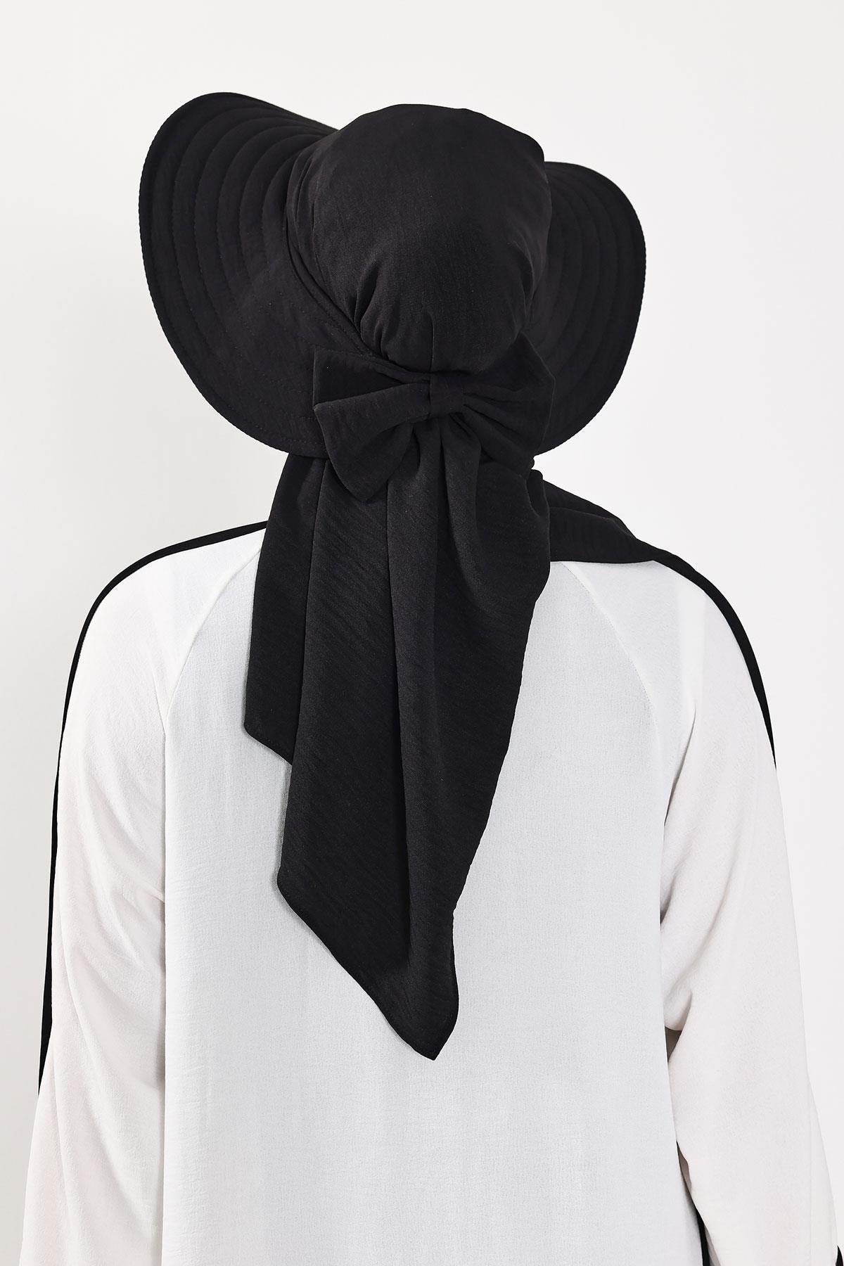 Çıkarılabilir Arkası Fiyonklu Şapkalı Pratik Şal Türban,SS-2A