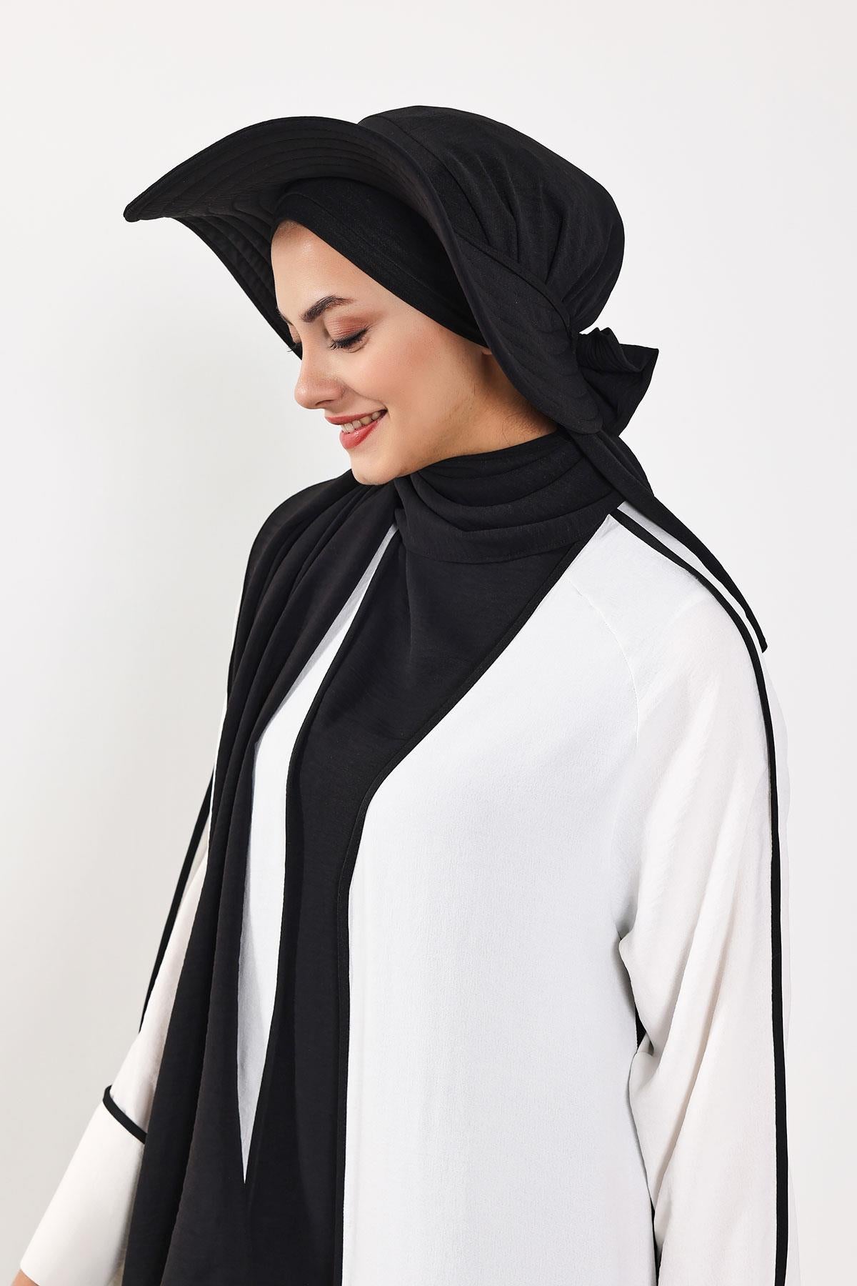 Çıkarılabilir Arkası Fiyonklu Şapkalı Pratik Şal Türban,SS-2A