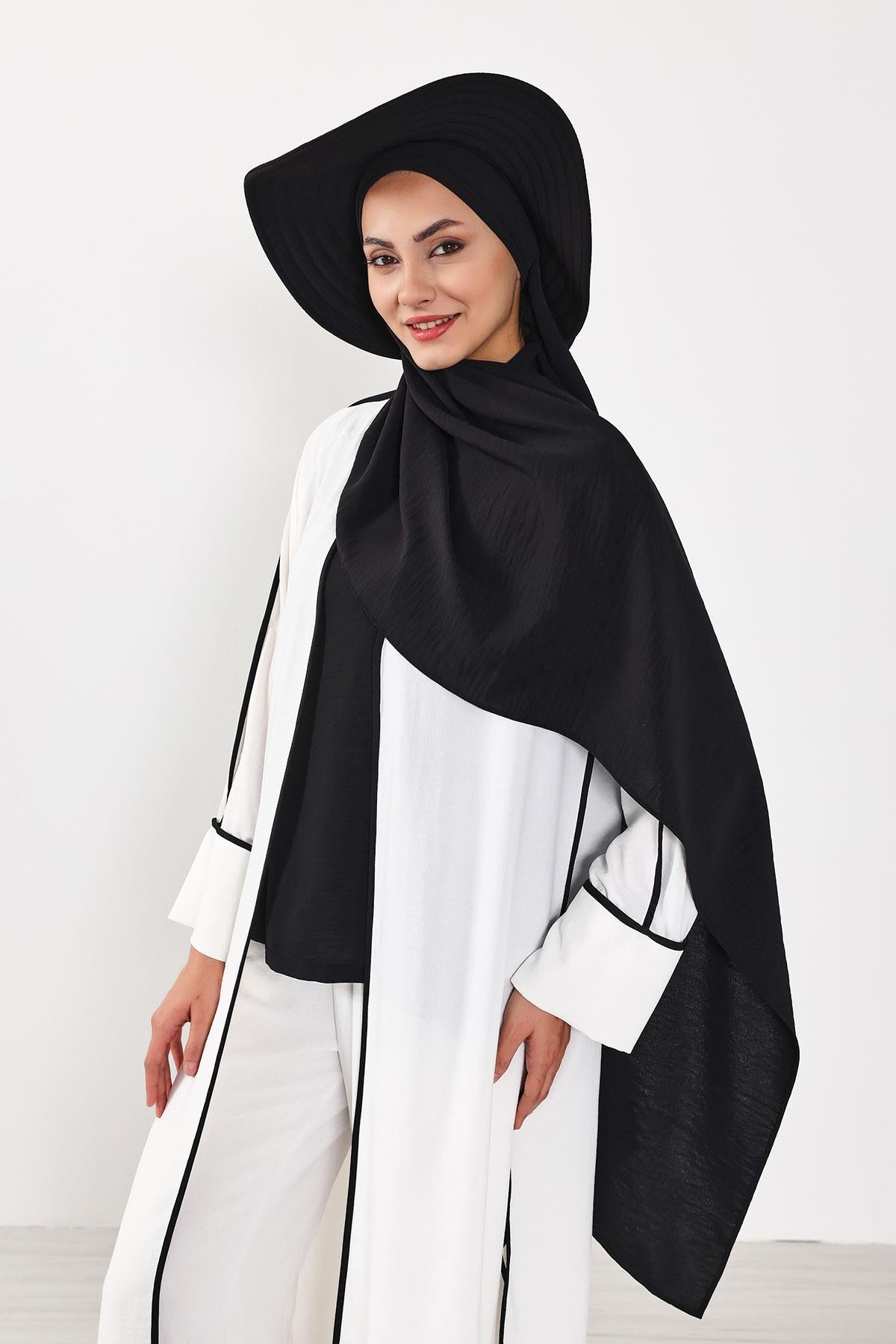 Çıkarılabilir Arkası Fiyonklu Şapkalı Pratik Şal Türban,SS-2A