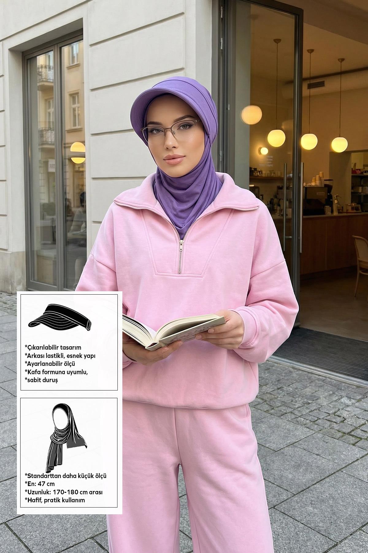 Çıkarılabilir, Ayarlanabilir Siperlikli Kaymaz Pratik Penye Şal,SPS-1