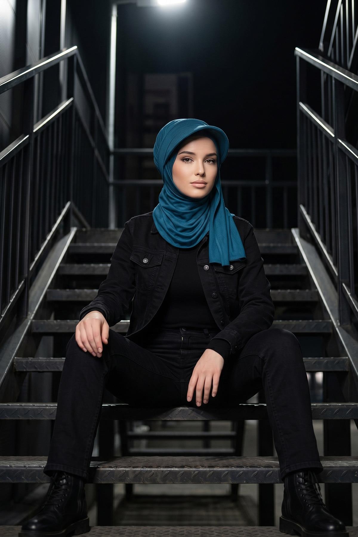 Çıkarılabilir, Ayarlanabilir Siperlikli Kaymaz Pratik Penye Şal,SPS-1