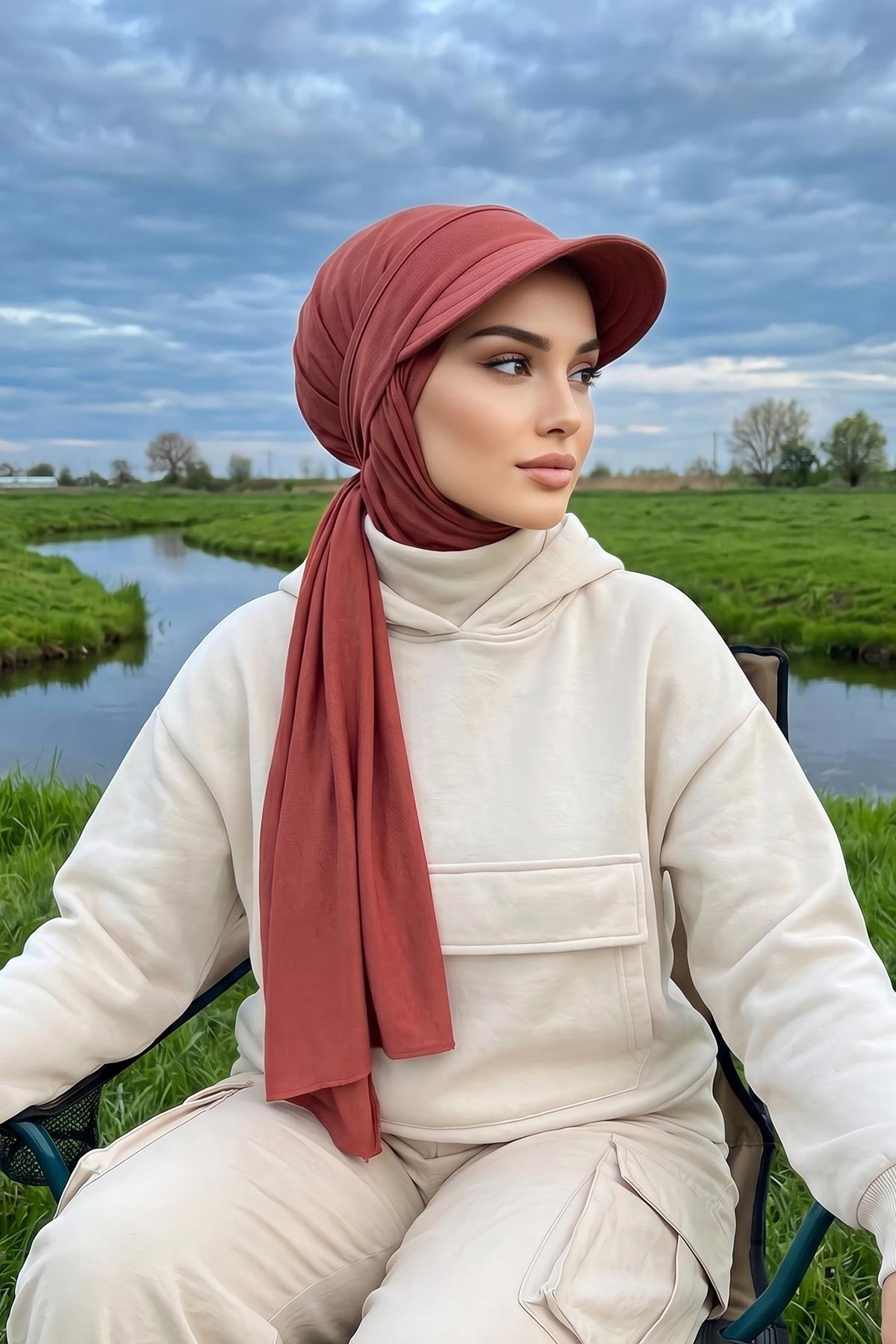 Çıkarılabilir, Ayarlanabilir Siperlikli Kaymaz Pratik Penye Şal,SPS-1