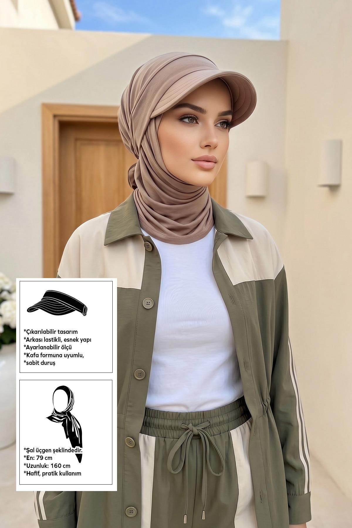 Çıkarılabilir, Ayarlanabilir Siperlikli Kaymaz Pratik Penye Şal,SPS-2