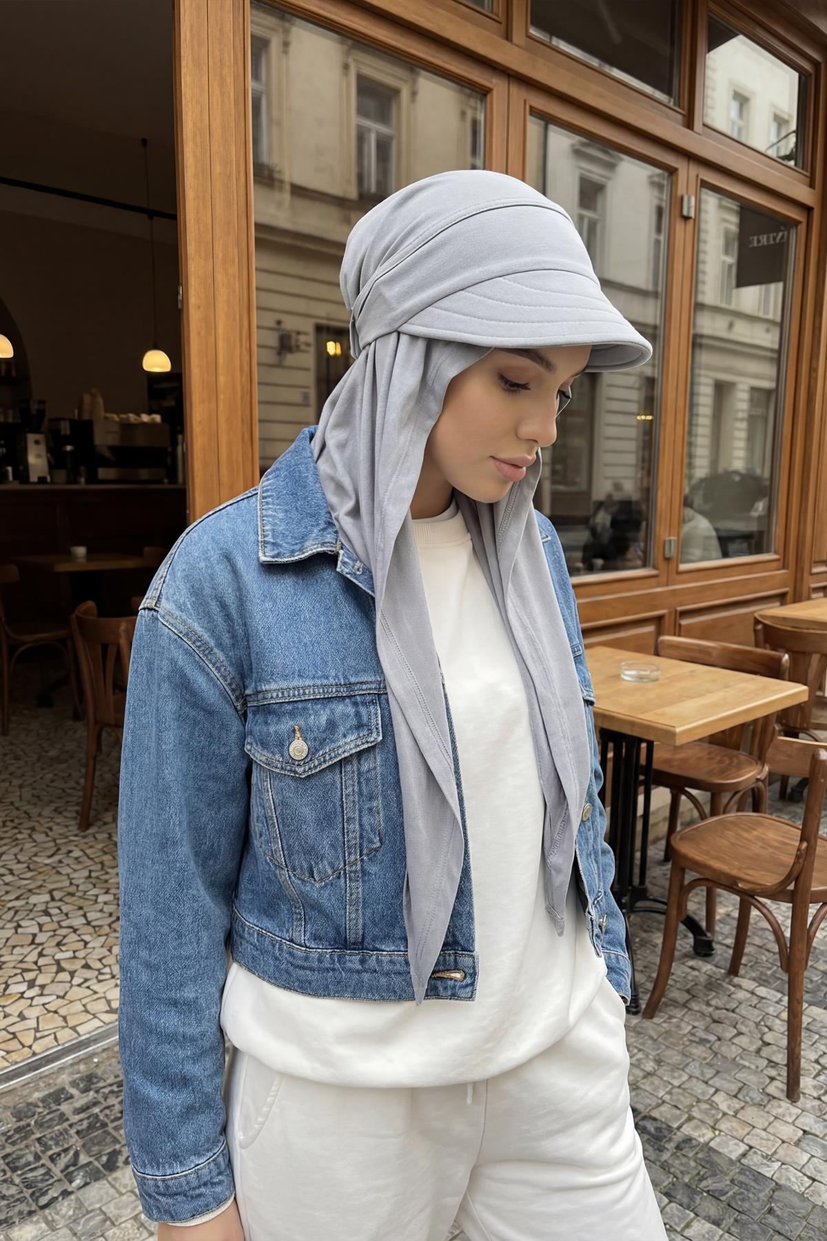 Çıkarılabilir, Ayarlanabilir Siperlikli Kaymaz Pratik Penye Şal,SPS-2