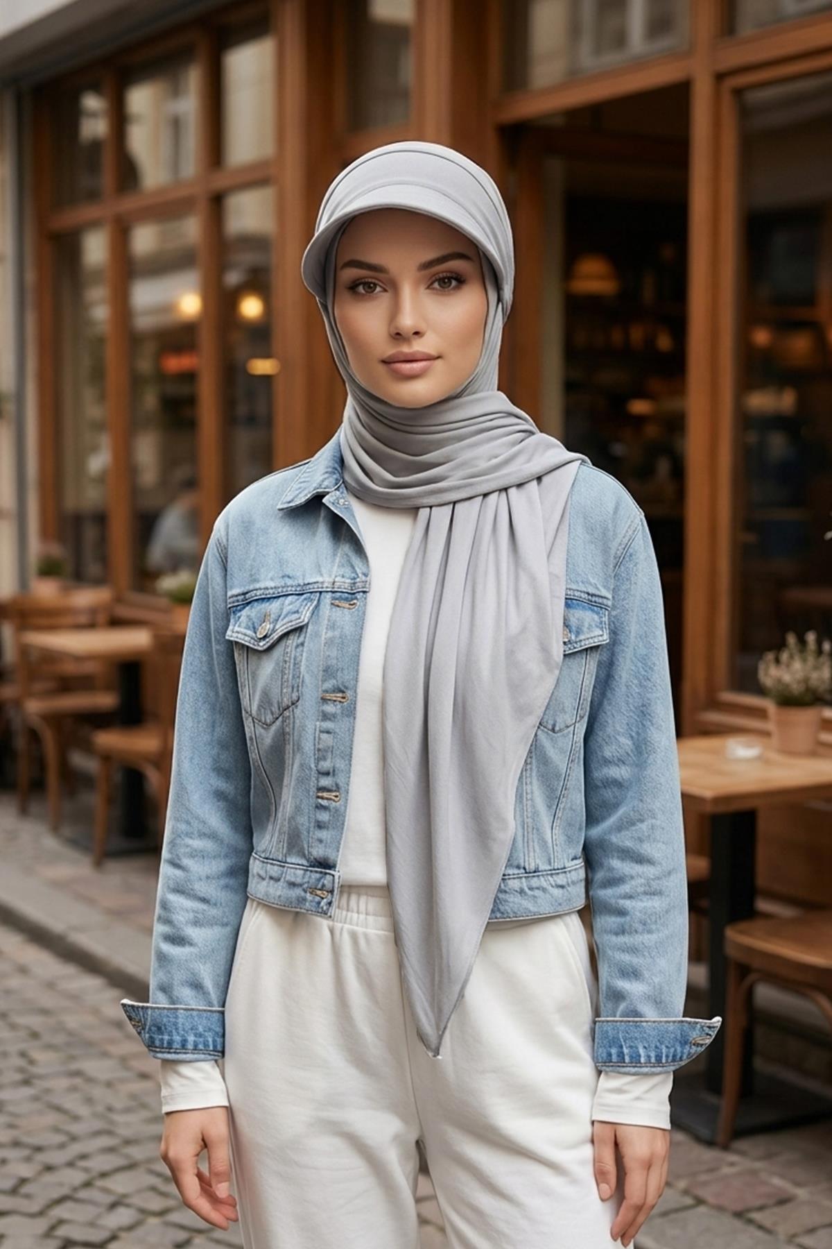 Çıkarılabilir, Ayarlanabilir Siperlikli Kaymaz Pratik Penye Şal,SPS-2