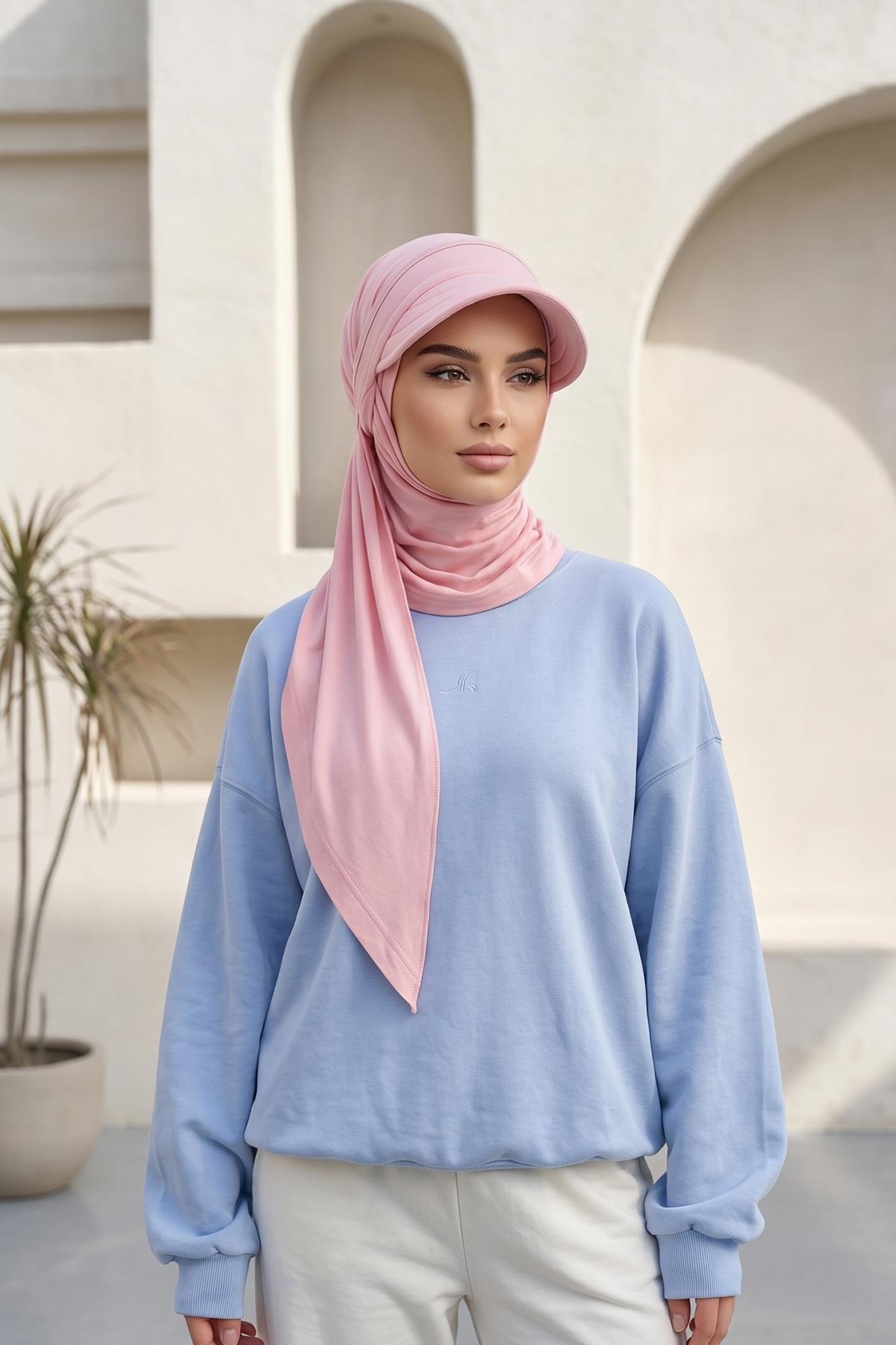 Çıkarılabilir, Ayarlanabilir Siperlikli Kaymaz Pratik Penye Şal,SPS-2