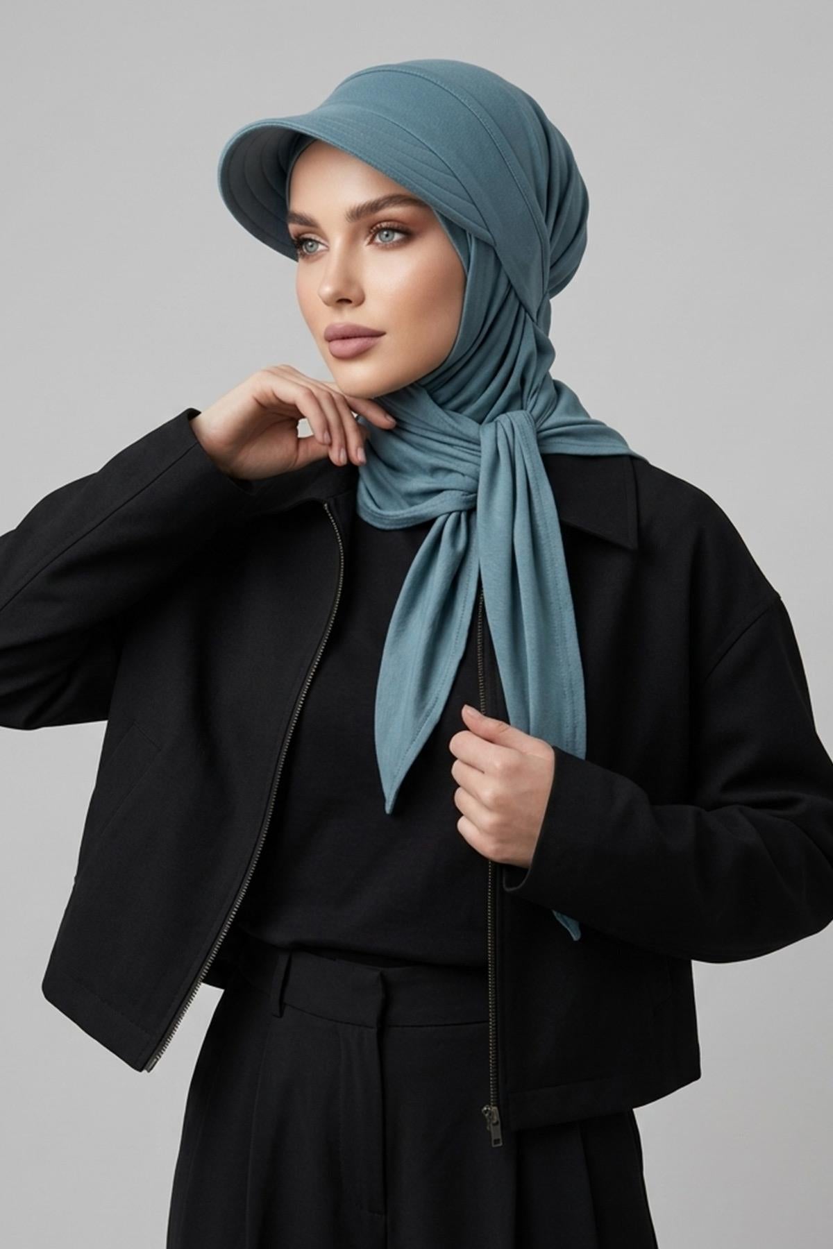 Çıkarılabilir, Ayarlanabilir Siperlikli Kaymaz Pratik Penye Şal,SPS-2