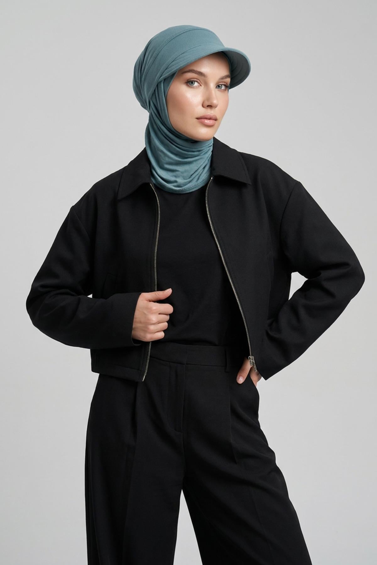 Çıkarılabilir, Ayarlanabilir Siperlikli Kaymaz Pratik Penye Şal,SPS-2
