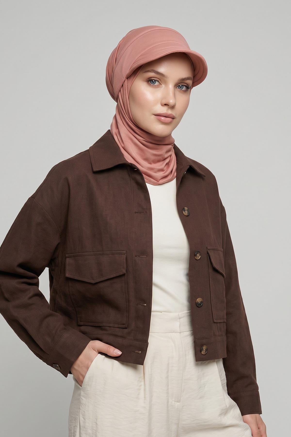 Çıkarılabilir, Ayarlanabilir Siperlikli Kaymaz Pratik Penye Şal,SPS-2