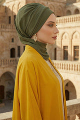 Dekolte Kapatabilen Gold Aksesuarlı Hazır Türban,HT-11A