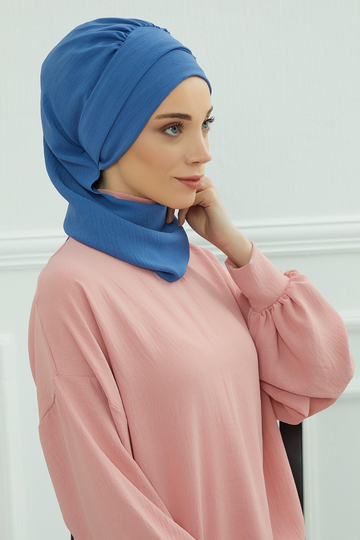 Dekolte Kapatabilen Gold Aksesuarlı Hazır Türban,HT-11A