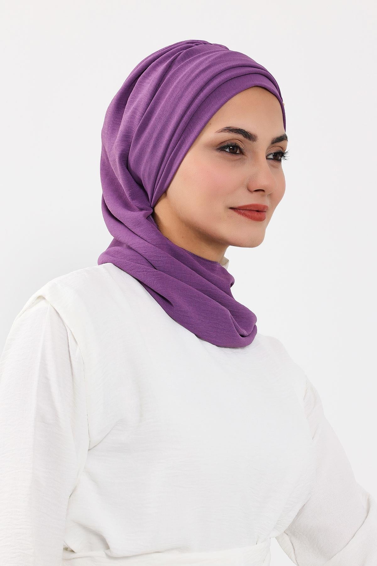 Dekolte Kapatabilen Gold Aksesuarlı Hazır Türban,HT-11A