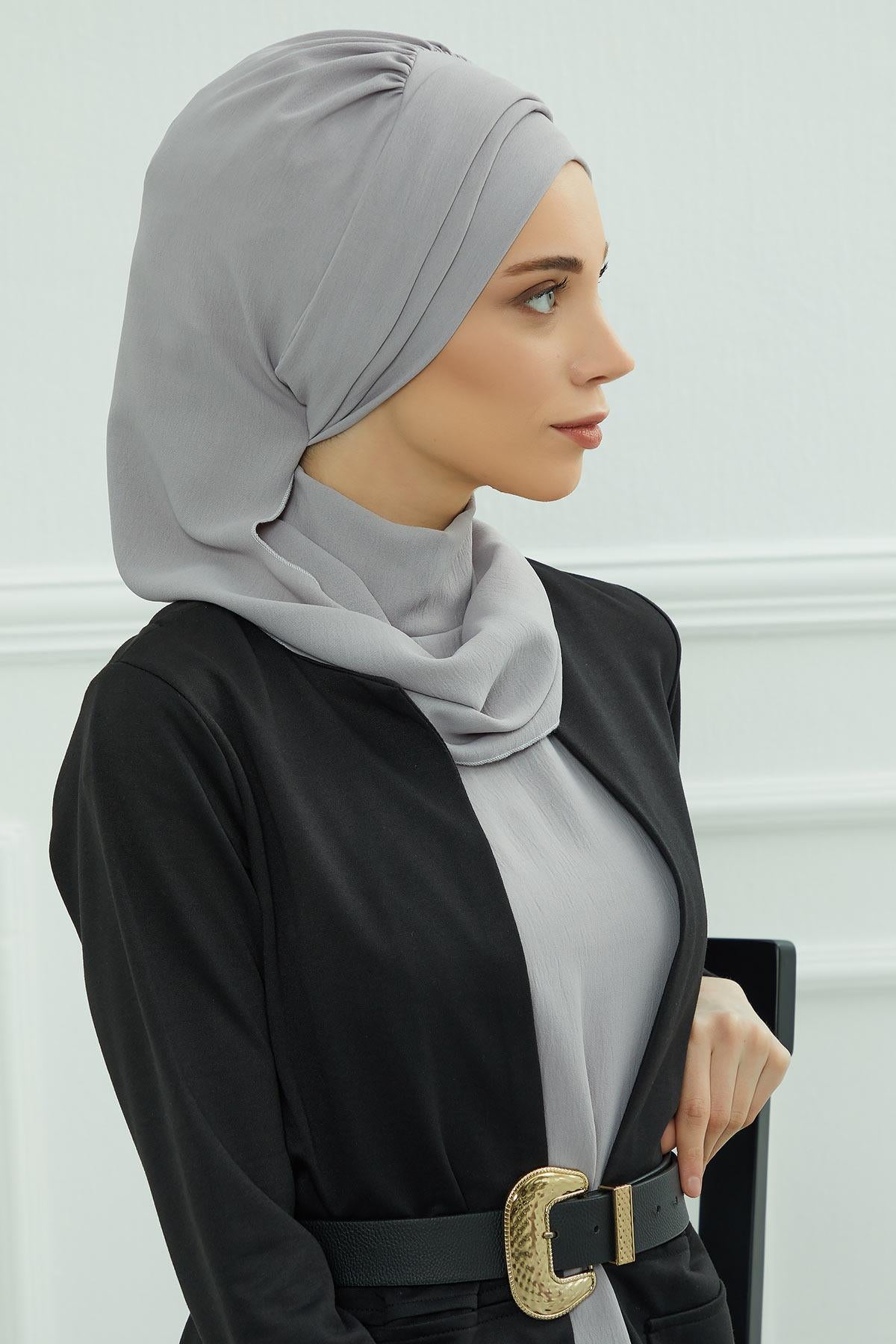 Dekolte Kapatabilen Gold Aksesuarlı Hazır Türban,HT-11A