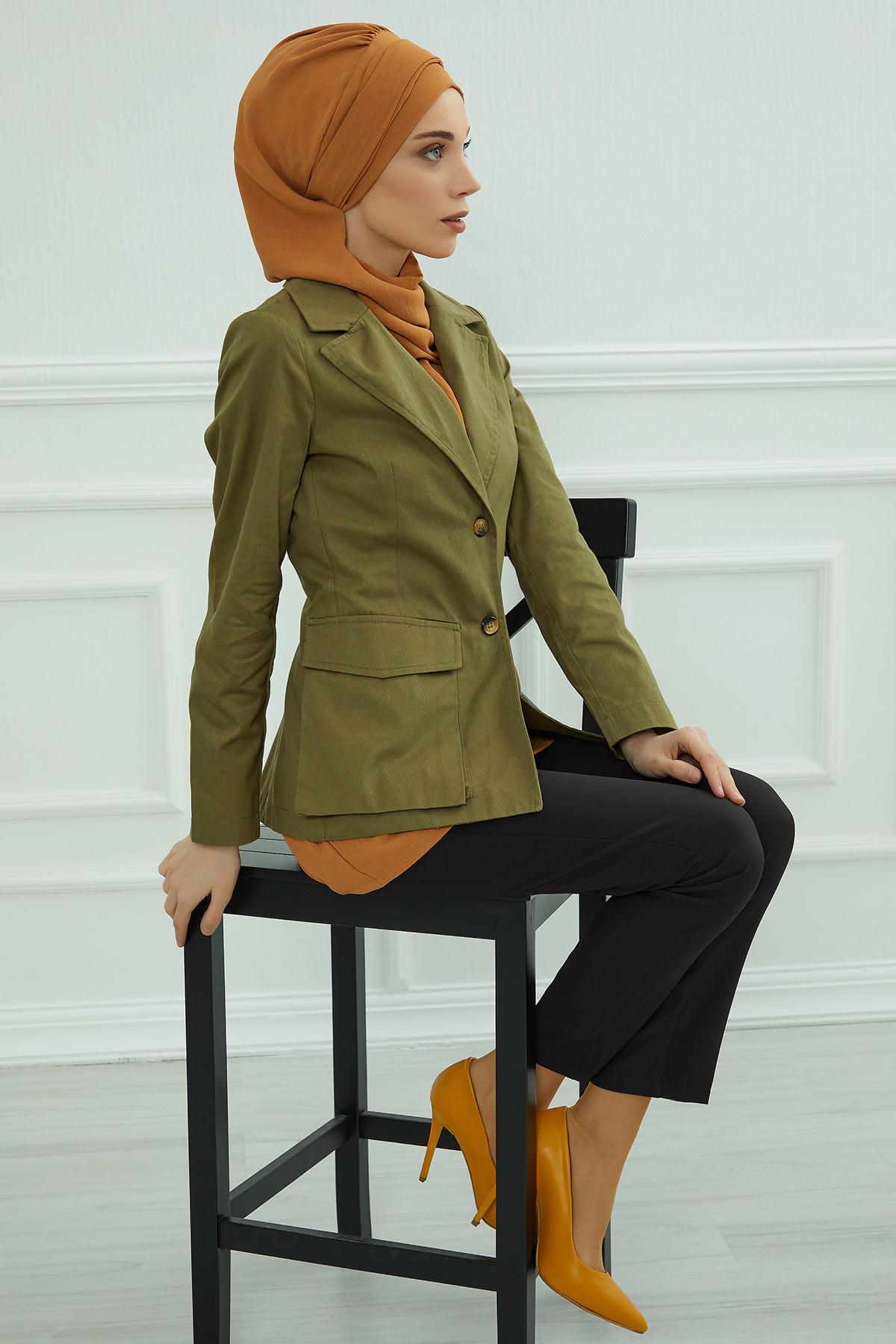 Dekolte Kapatabilen Gold Aksesuarlı Hazır Türban,HT-11A