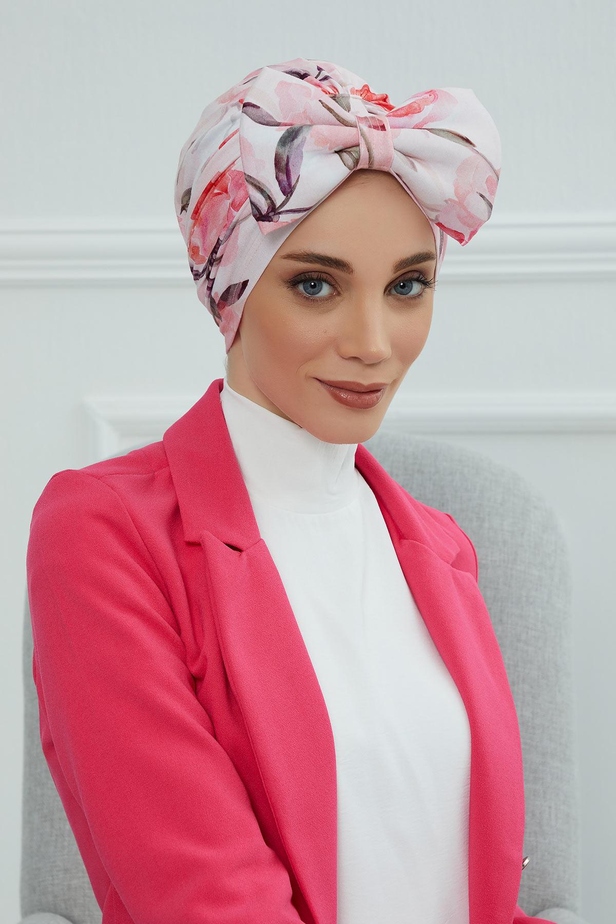 Desenli Dev Fiyonklu Bone,B-11YD