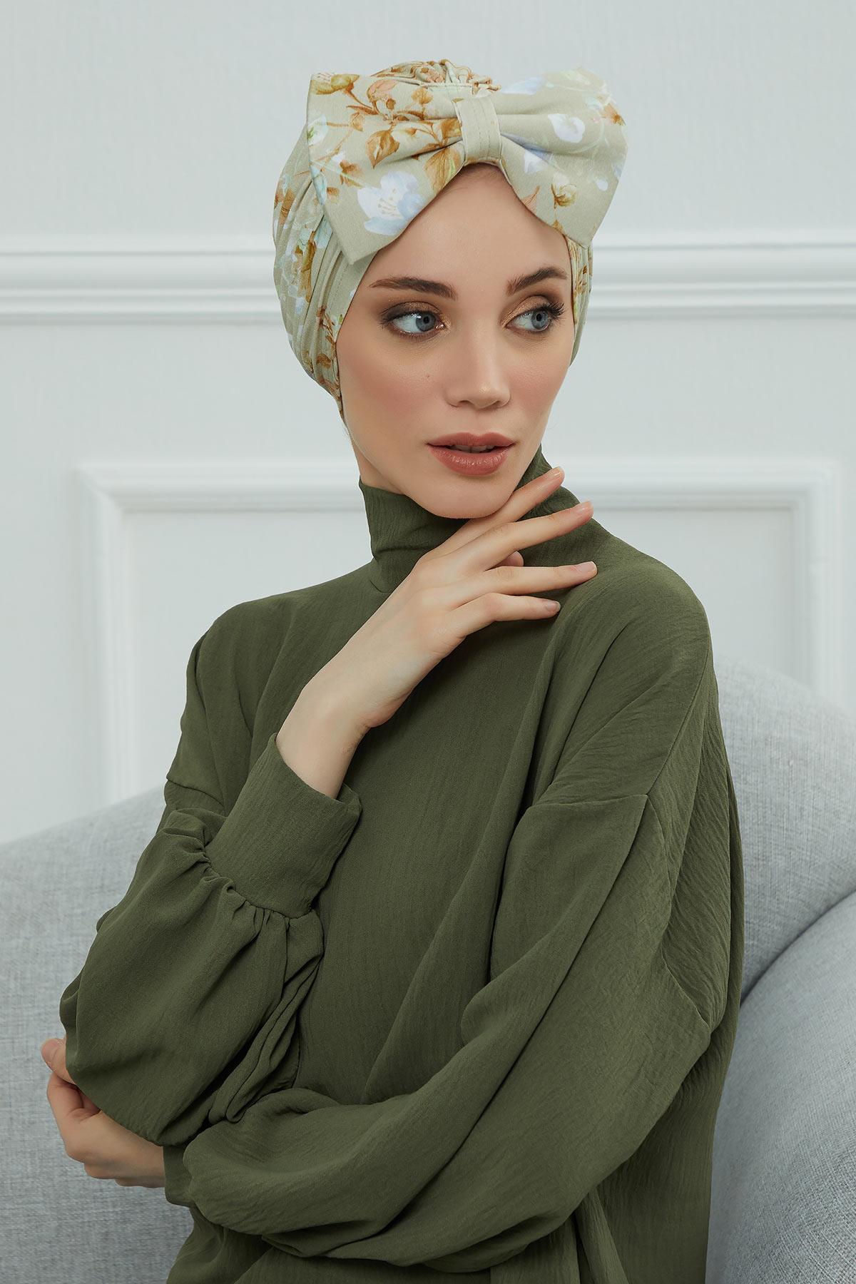 Desenli Dev Fiyonklu Bone,B-11YD