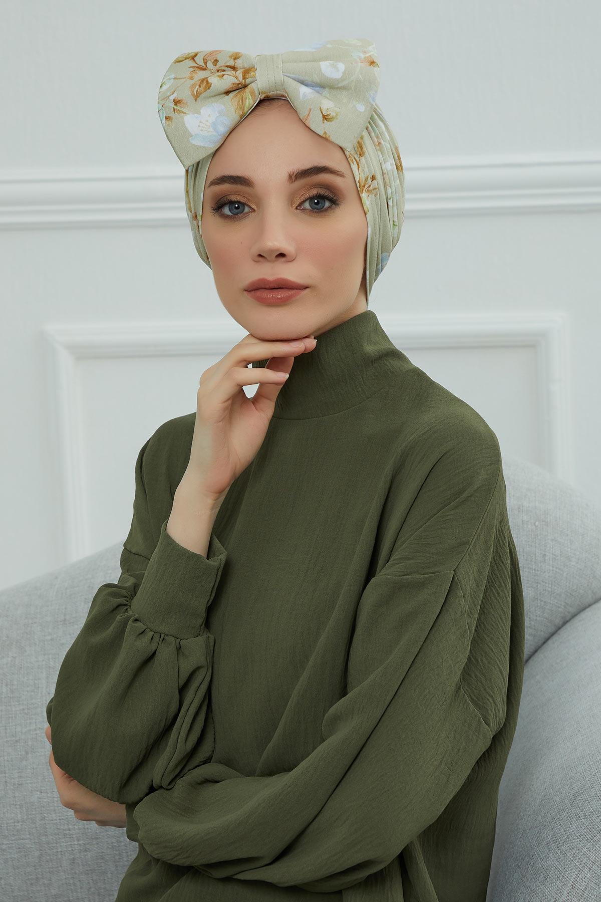 Desenli Dev Fiyonklu Bone,B-11YD