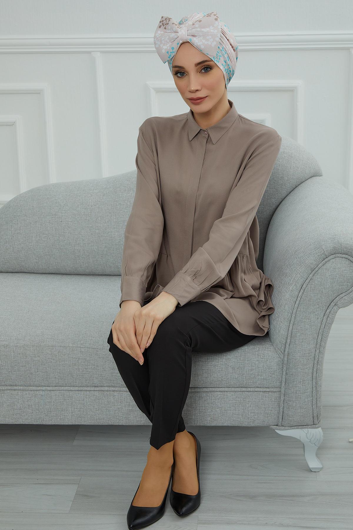 Desenli Dev Fiyonklu Bone,B-11YD