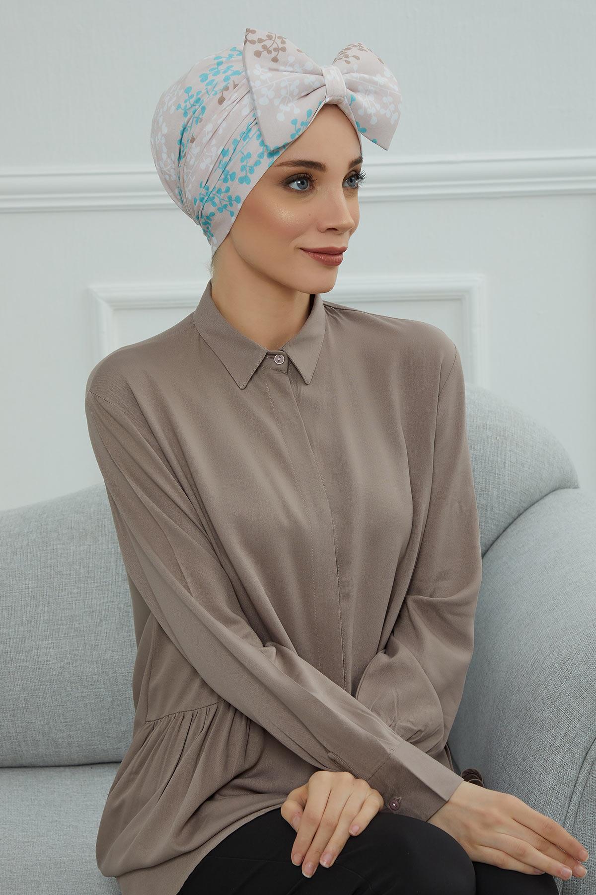Desenli Dev Fiyonklu Bone,B-11YD