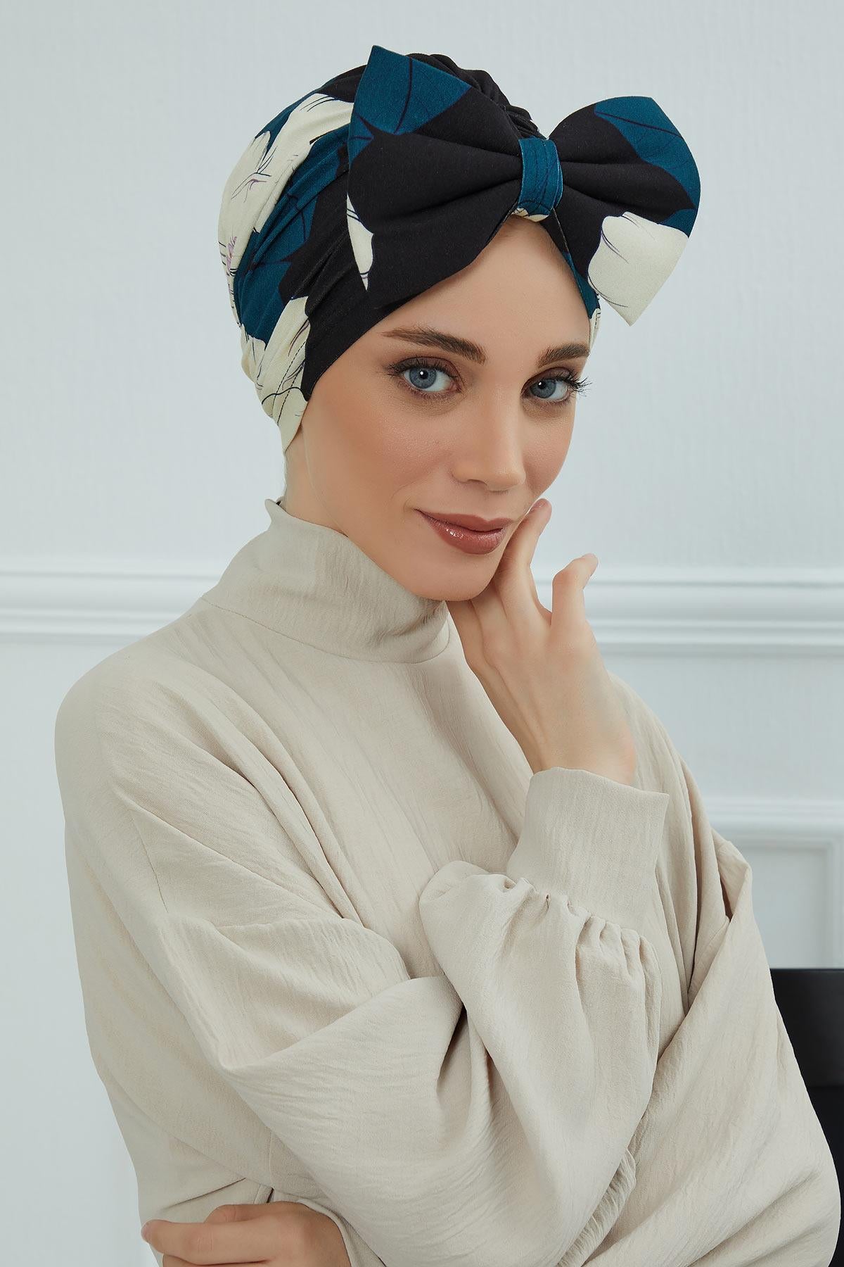 Desenli Dev Fiyonklu Bone,B-11YD