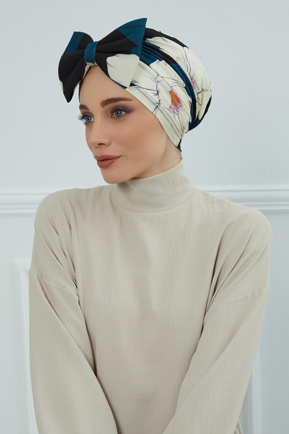 Desenli Dev Fiyonklu Bone,B-11YD