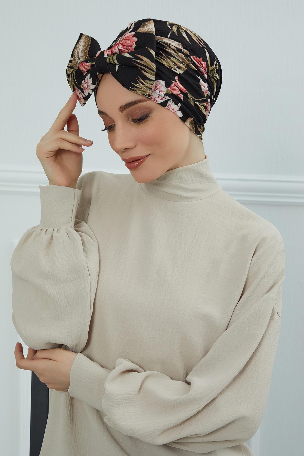 Desenli Dev Fiyonklu Bone,B-11YD