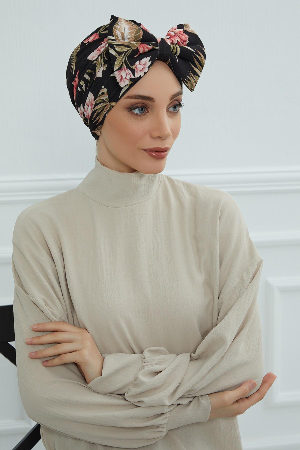 Desenli Dev Fiyonklu Bone,B-11YD